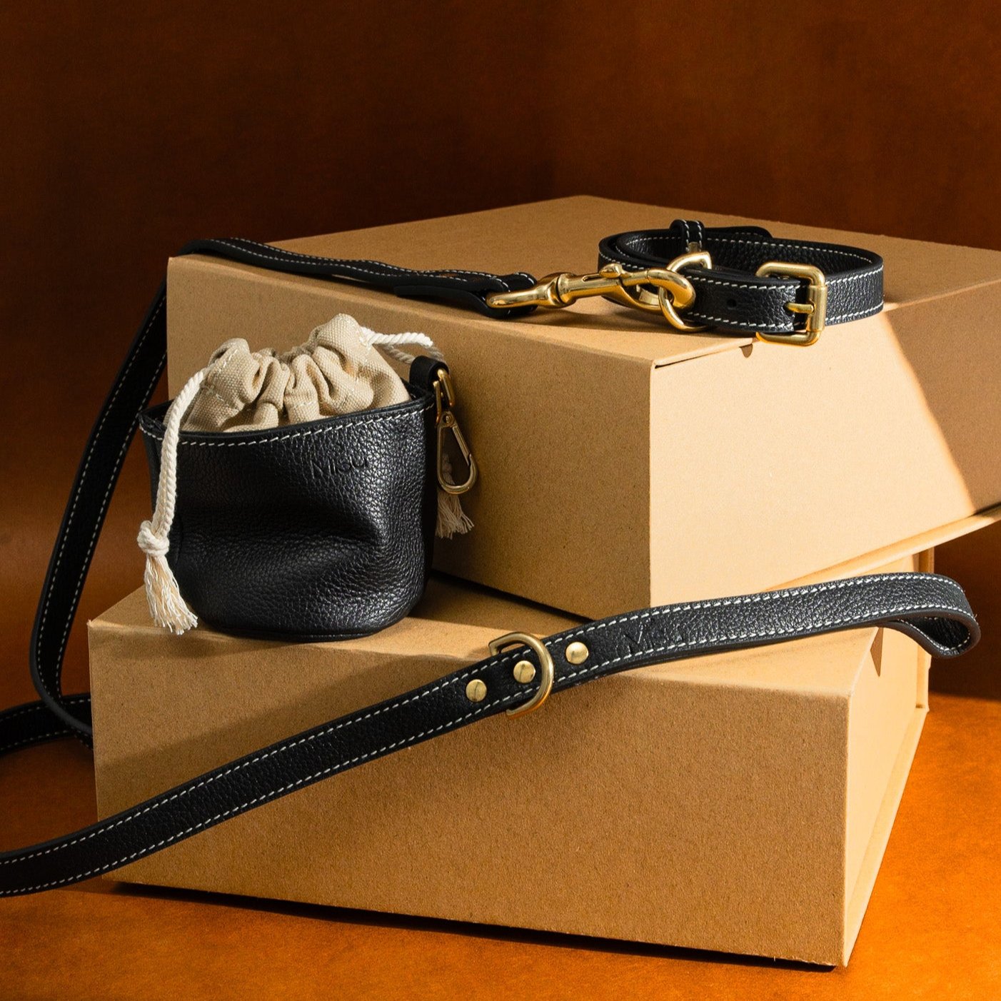 Misu Leather Set (Regular Leash) סט מעור לכלב